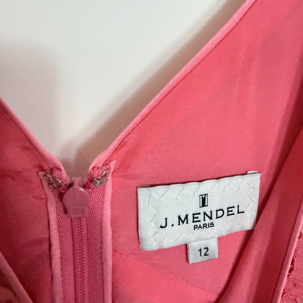 J Mendel - new : coral trumpet style lace overlay gown - Picture 4 of 7